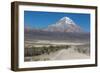 A Man Cycles in the Shadow of Sajama Volcano in Sajama National Park-Alex Saberi-Framed Photographic Print