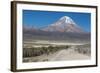 A Man Cycles in the Shadow of Sajama Volcano in Sajama National Park-Alex Saberi-Framed Photographic Print