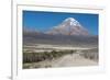 A Man Cycles in the Shadow of Sajama Volcano in Sajama National Park-Alex Saberi-Framed Photographic Print