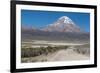 A Man Cycles in the Shadow of Sajama Volcano in Sajama National Park-Alex Saberi-Framed Photographic Print