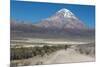 A Man Cycles in the Shadow of Sajama Volcano in Sajama National Park-Alex Saberi-Mounted Photographic Print