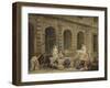 A Man Drawing Antiques in Front of the Petite Galerie of the Louvre, 1781-Hubert Robert-Framed Giclee Print