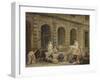 A Man Drawing Antiques in Front of the Petite Galerie of the Louvre, 1781-Hubert Robert-Framed Giclee Print