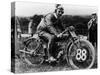 A Man Dressed in Leathers on a Harley-Davidson-null-Stretched Canvas