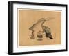 A Man Engaged in Metalwork Appears to Be Melting Statues to Reuse the Metal with a Kitten Next to-null-Framed Giclee Print