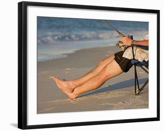 A Man Fishes from His Deck Chair in Platypus Bay on Fraser Island's West Coast, Australia-Andrew Watson-Framed Photographic Print