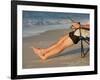 A Man Fishes from His Deck Chair in Platypus Bay on Fraser Island's West Coast, Australia-Andrew Watson-Framed Photographic Print