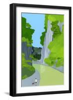 A man fishing in a valley-Hiroyuki Izutsu-Framed Giclee Print