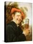 A Man in a Landscape, Raising a Beer Glass-Petrus Staverenus-Stretched Canvas