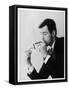 A Man in a Suit Lights His Cigar with a One Pound Note-null-Framed Stretched Canvas