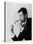 A Man in a Suit Lights His Cigar with a One Pound Note-null-Stretched Canvas