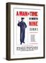 A Man in Time is Worth Nine, U.S. Navy, c.1917-null-Framed Art Print