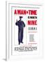 A Man in Time is Worth Nine, U.S. Navy, c.1917-null-Framed Art Print