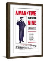 A Man in Time is Worth Nine, U.S. Navy, c.1917-null-Framed Art Print