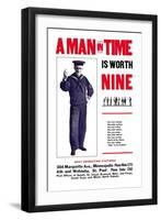 A Man in Time is Worth Nine, U.S. Navy, c.1917-null-Framed Art Print