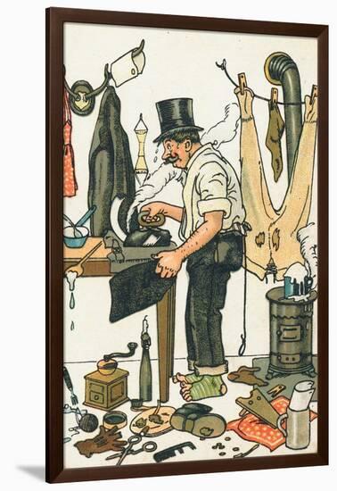 A Man Ironing His Clothes-null-Framed Giclee Print