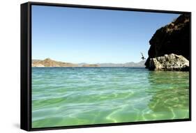 A Man Jumps into a Bay Near Loreto, Baja Sur, Mexico-Bennett Barthelemy-Framed Stretched Canvas