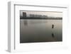 A Man Jumps into the Waters of the Yenisei River in Krasnoyarsk-Ilya Naymushin-Framed Photographic Print