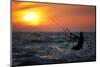 A Man Kite Surfs in the Mediterranean Sea in Ashkelon-Amir Cohen-Mounted Photographic Print