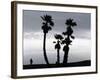 A Man Looks out Towards the Ocean as a Winter Rain Storm Falls on Seal Beach-null-Framed Photographic Print