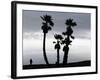 A Man Looks out Towards the Ocean as a Winter Rain Storm Falls on Seal Beach-null-Framed Photographic Print