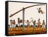 A Man Mimicing Hanuman, the Monkey God of the Ramayana Epic, in a Circus-Like Activity, from…-null-Framed Stretched Canvas