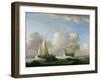 A Man-O-War in a Swell and a Sailing Boat-Peter Monamy-Framed Giclee Print