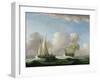 A Man-O-War in a Swell and a Sailing Boat-Peter Monamy-Framed Giclee Print