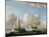 A Man-O-War in a Swell and a Sailing Boat-Peter Monamy-Mounted Giclee Print