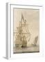 A Man-O'-War under Sail Seen from the Stern with a Boeiler Nearby-Cosimo Rosselli-Framed Giclee Print