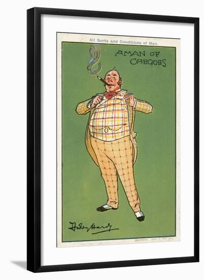 A Man of Cheques: a Fat Wealthy Man Wearing a Checked Suit (Chromolitho)-Dudley Hardy-Framed Giclee Print