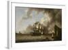 A Man of War in a Harbour (Oil on Canvas)-Richard Wright-Framed Giclee Print