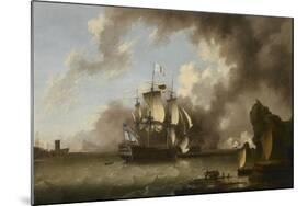 A Man of War in a Harbour (Oil on Canvas)-Richard Wright-Mounted Giclee Print