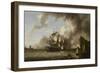 A Man of War in a Harbour (Oil on Canvas)-Richard Wright-Framed Giclee Print