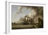 A Man of War in a Harbour (Oil on Canvas)-Richard Wright-Framed Giclee Print