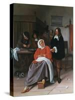 A Man Offering an Oyster to a Woman, C1660-1665-Jan Steen-Stretched Canvas