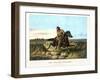 A man on a horse in the middle of prairie with a group of riders following him in the background.-Vernon Lewis Gallery-Framed Art Print