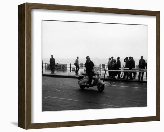 A Man on a Lambretta Scooter, Taking Part in the Daily Express Rally, 1953-null-Framed Photographic Print