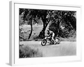 A Man on a Norton Bike Taking Part in the Belgian Grand Prix, 1924-null-Framed Photographic Print