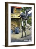 A Man on His Way to Market to Sell a Pig, Jamaica, C1900s-null-Framed Giclee Print