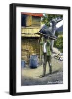 A Man on His Way to Market to Sell a Pig, Jamaica, C1900s-null-Framed Giclee Print