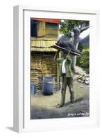 A Man on His Way to Market to Sell a Pig, Jamaica, C1900s-null-Framed Giclee Print
