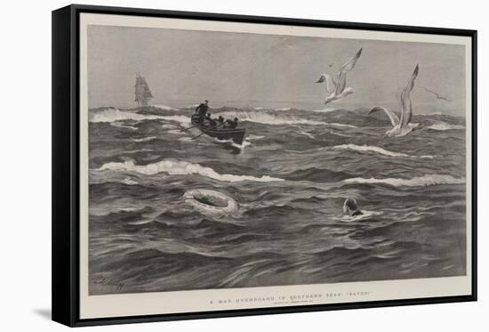 A Man Overboard in Southern Seas, Saved!-Joseph Nash-Framed Stretched Canvas