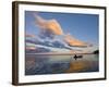 A Man Paddles a Canoe at Sunset on Lake Sebago.-Sergio Ballivian-Framed Photographic Print