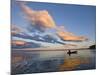 A Man Paddles a Canoe at Sunset on Lake Sebago.-Sergio Ballivian-Mounted Photographic Print