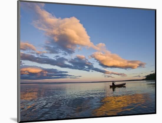 A Man Paddles a Canoe at Sunset on Lake Sebago.-Sergio Ballivian-Mounted Photographic Print