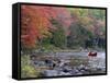 A Man Paddles His Canoe, Seboeis Lake, Millinocket, Maine, USA-Jerry & Marcy Monkman-Framed Stretched Canvas