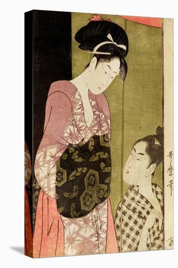 A Man Painting a Woman-Kitagawa Utamaro-Stretched Canvas