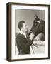 A Man Petting His Horse-null-Framed Photo