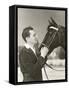 A Man Petting His Horse-null-Framed Stretched Canvas